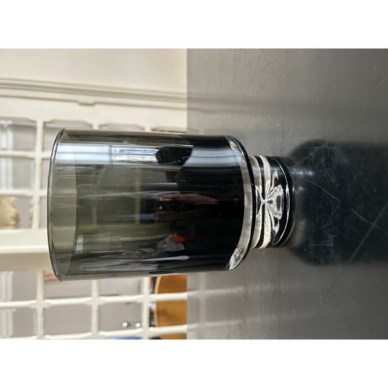 Image 1 of Bougeoir vintage en verre fumé, 1970