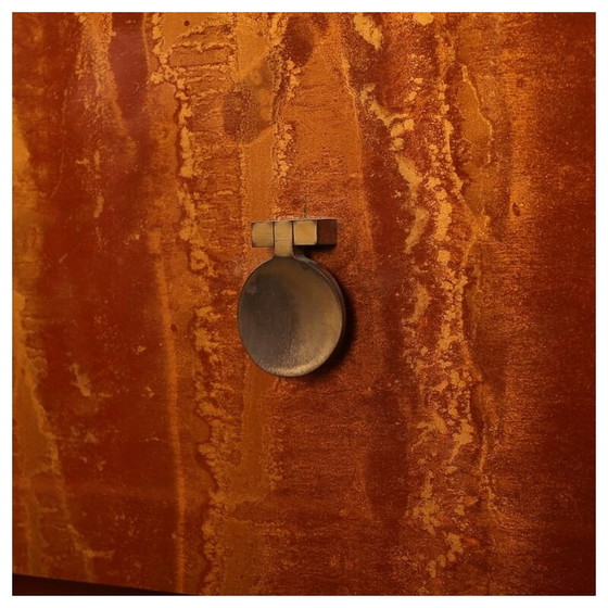 Image 1 of Commode vintage en loupe de bois, laiton et acajou pour Jansen, 1970