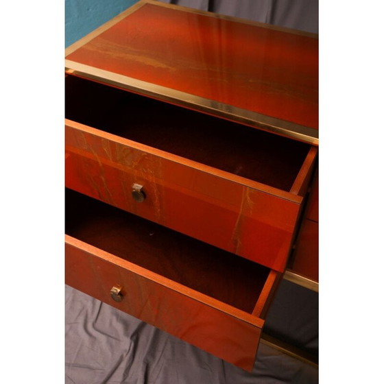 Image 1 of Commode vintage en loupe de bois, laiton et acajou pour Jansen, 1970