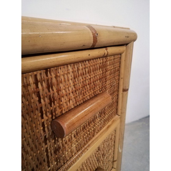 Image 1 of Commode vintage en rotin et bambou, Italie 1970