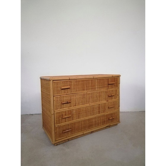 Image 1 of Commode vintage en rotin et bambou, Italie 1970