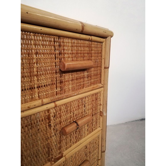 Image 1 of Commode vintage en rotin et bambou, Italie 1970