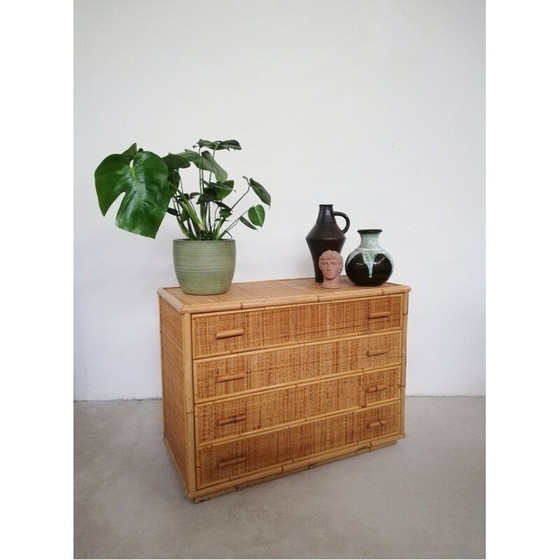 Image 1 of Commode vintage en rotin et bambou, Italie 1970