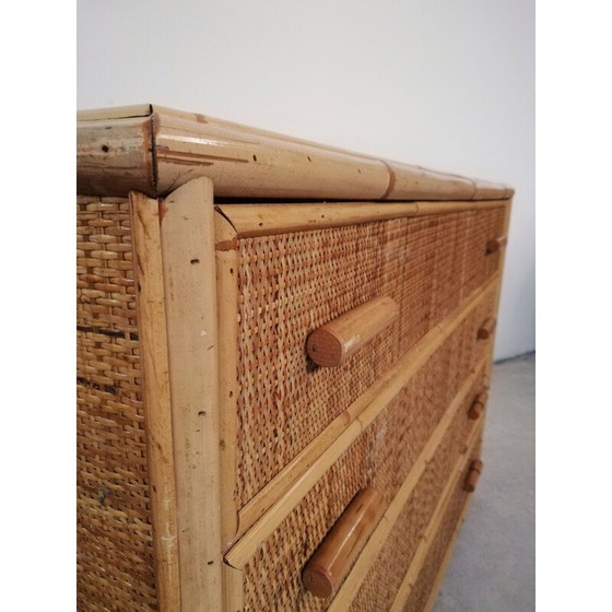 Image 1 of Commode vintage en rotin et bambou, Italie 1970