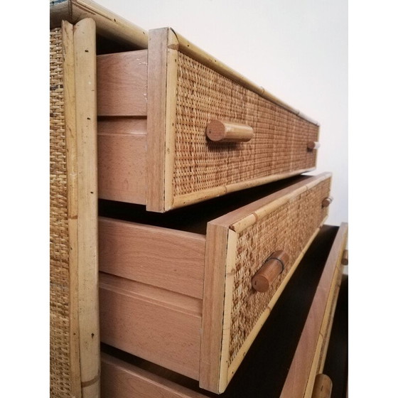 Image 1 of Commode vintage en rotin et bambou, Italie 1970