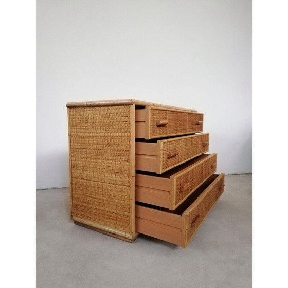 Image 1 of Commode vintage en rotin et bambou, Italie 1970