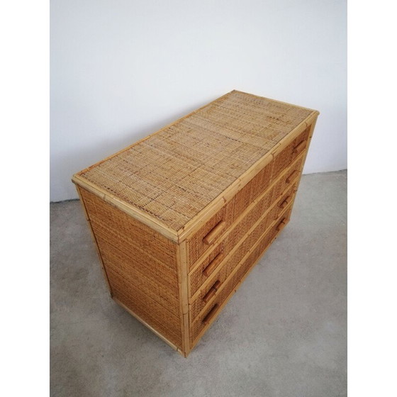 Image 1 of Commode vintage en rotin et bambou, Italie 1970