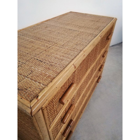 Image 1 of Commode vintage en rotin et bambou, Italie 1970