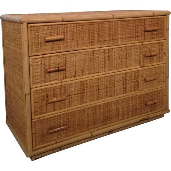 Image 1 of Commode vintage en rotin et bambou, Italie 1970
