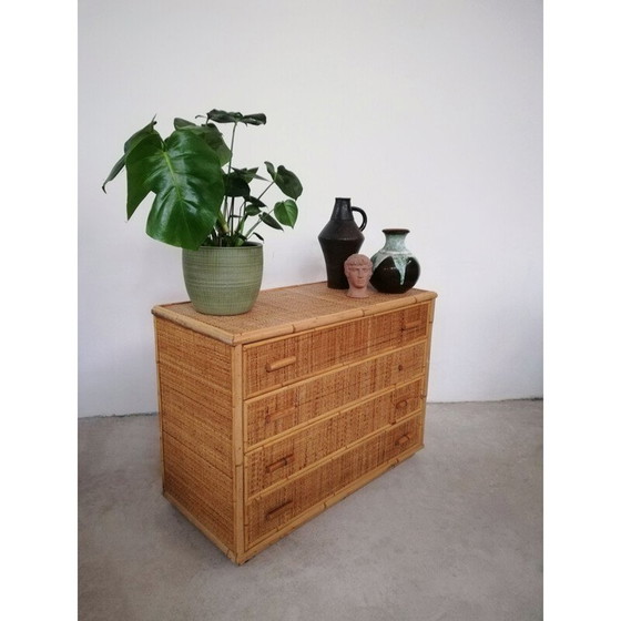 Image 1 of Commode vintage en rotin et bambou, Italie 1970