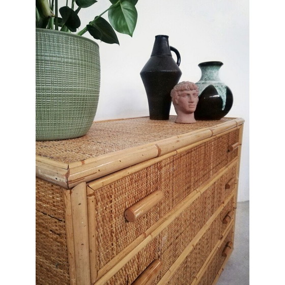 Image 1 of Commode vintage en rotin et bambou, Italie 1970