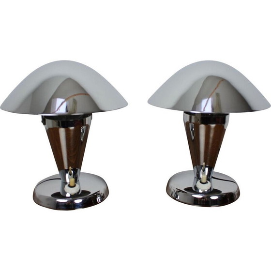 Image 1 of Paire de lampes chromées vintage, Tchécoslovaquie 1930