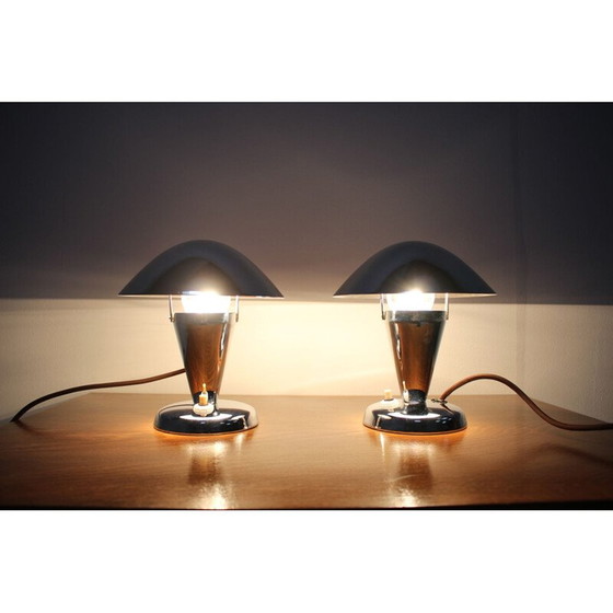 Image 1 of Paire de lampes chromées vintage, Tchécoslovaquie 1930