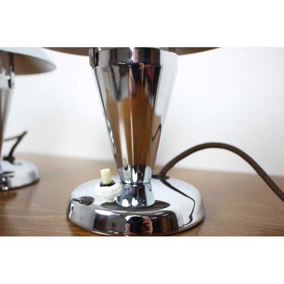 Image 1 of Paire de lampes chromées vintage, Tchécoslovaquie 1930