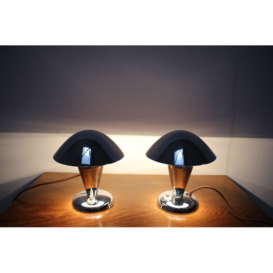 Image 1 of Paire de lampes chromées vintage, Tchécoslovaquie 1930