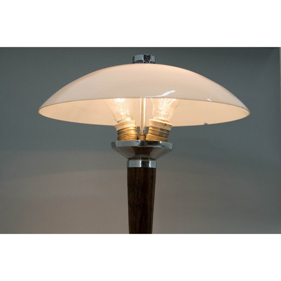 Image 1 of Lampe de table Art déco en bois et verre, années 1930