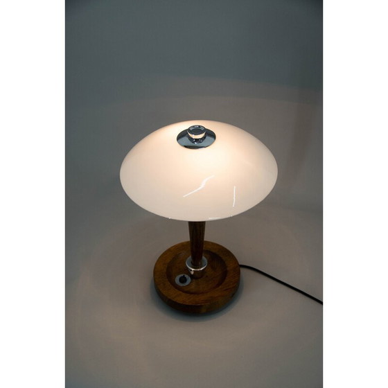 Image 1 of Lampe de table Art déco en bois et verre, années 1930