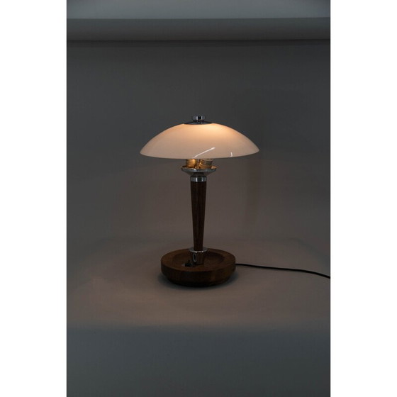 Image 1 of Lampe de table Art déco en bois et verre, années 1930