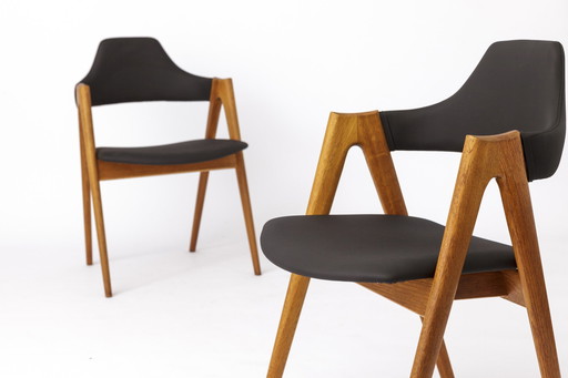 2 Chaises de salle à manger en teck Compass, 1960, par Kai Kristiansen pour Sva Møbler, Ensemble de 2, Danois