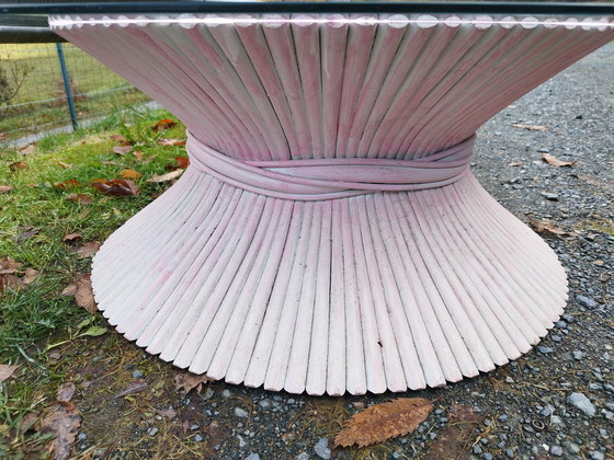 Image 1 of Table À Manger Ronde Rosée Bambou Gerbe  Mc Guire 