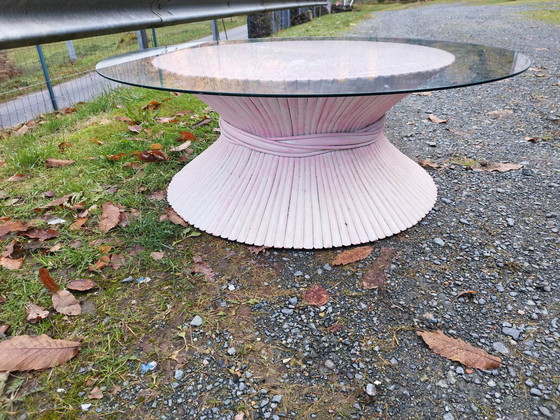 Image 1 of Table À Manger Ronde Rosée Bambou Gerbe  Mc Guire 