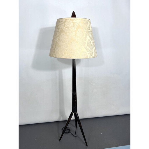 Lampadaire tripode en bois du Mid Century, Italie années 1950