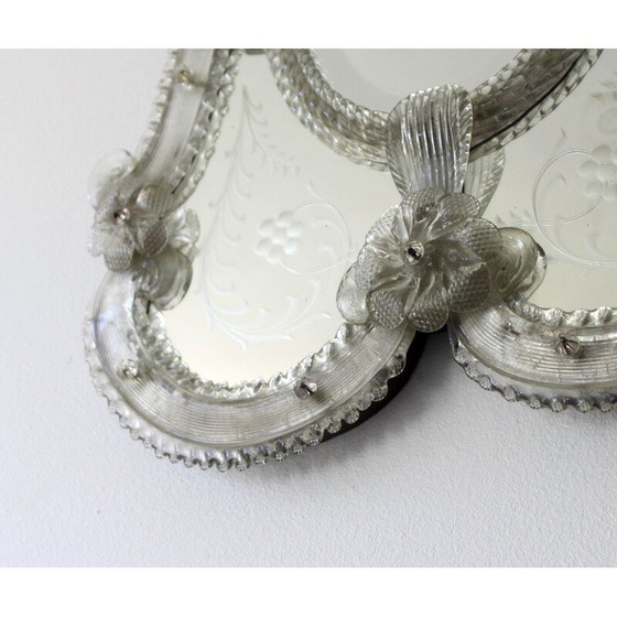 Image 1 of Miroir vénitien vintage en verre de Murano, Italie années 1950