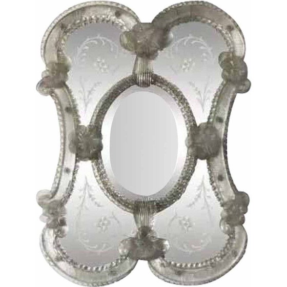 Image 1 of Miroir vénitien vintage en verre de Murano, Italie années 1950