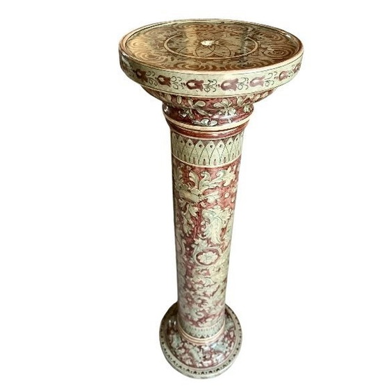 Image 1 of Ensemble très unique de lampes/colonnes en céramique peintes à la main par Biagioli Gubbio, Italie, années 1970