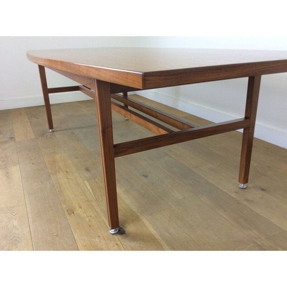 Image 1 of Table de salle à manger vintage en noyer avec pieds réglables, 1960s