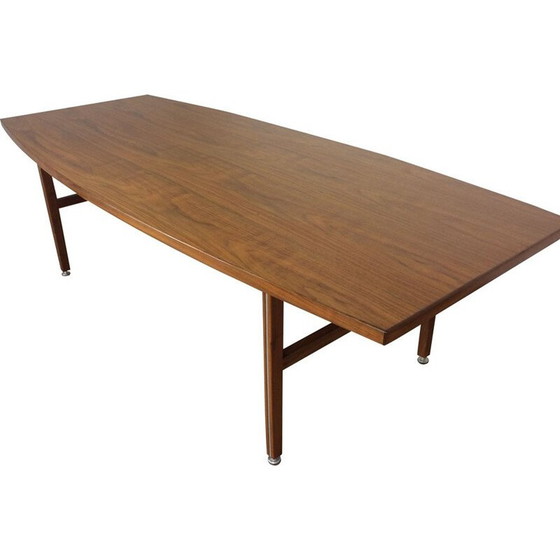 Image 1 of Table de salle à manger vintage en noyer avec pieds réglables, 1960s