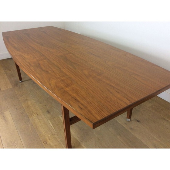 Image 1 of Table de salle à manger vintage en noyer avec pieds réglables, 1960s