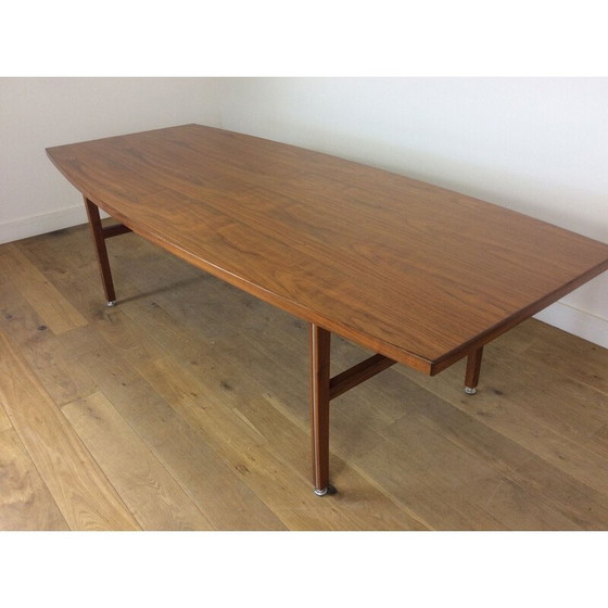 Image 1 of Table de salle à manger vintage en noyer avec pieds réglables, 1960s