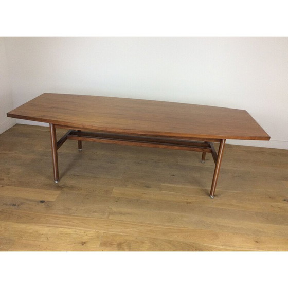 Image 1 of Table de salle à manger vintage en noyer avec pieds réglables, 1960s