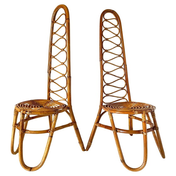 Image 1 of 1X Chaises en bambou modernes du milieu du siècle, Italie 1960S