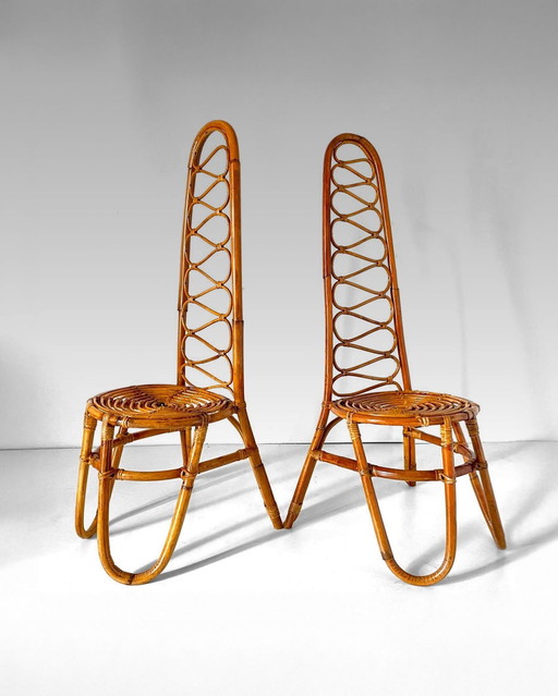 1X Chaises en bambou modernes du milieu du siècle, Italie 1960S