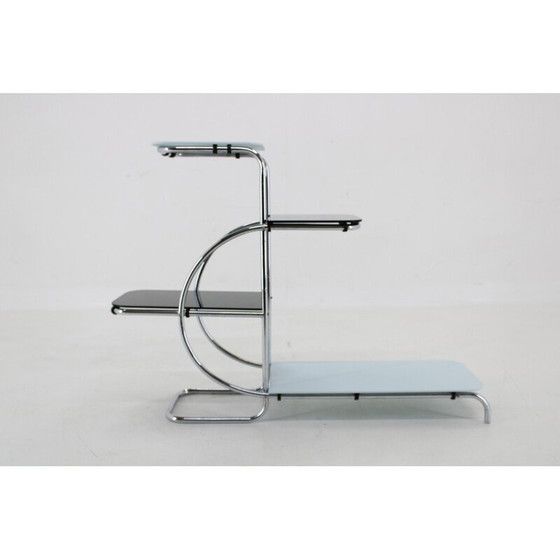 Image 1 of Meuble de rangement vintage Bauhaus en acier chromé et verre opaxy, Tchécoslovaquie 1930