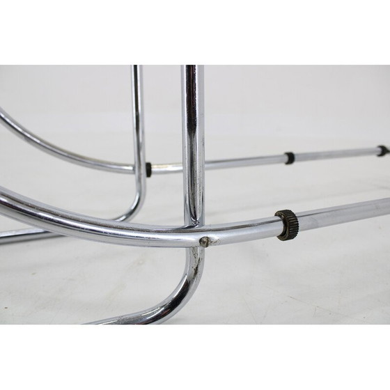 Image 1 of Meuble de rangement vintage Bauhaus en acier chromé et verre opaxy, Tchécoslovaquie 1930