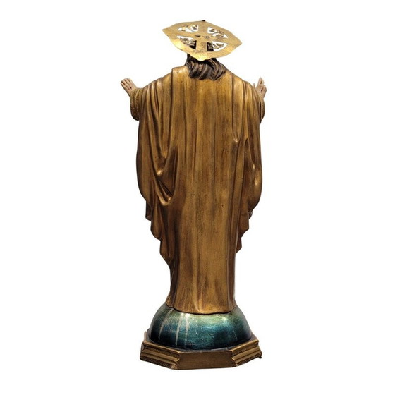 Image 1 of Sculpture vintage du Sacré-Cœur de Jésus en pâte à papier, Espagne