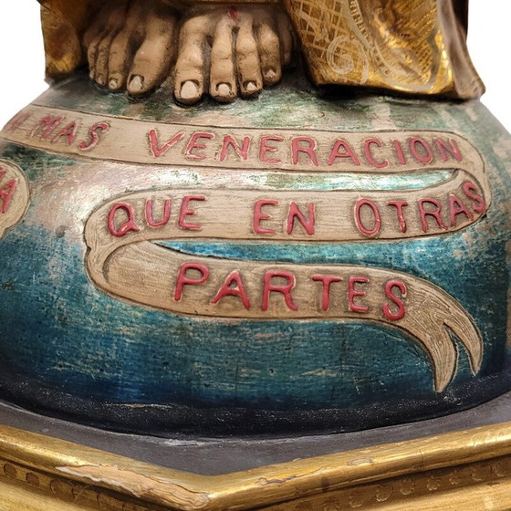 Image 1 of Sculpture vintage du Sacré-Cœur de Jésus en pâte à papier, Espagne