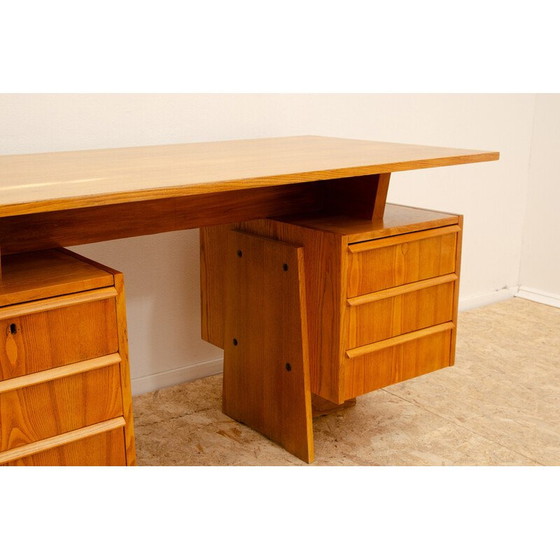 Image 1 of Bureau vintage en hêtre et contreplaqué, Tchécoslovaquie 1970