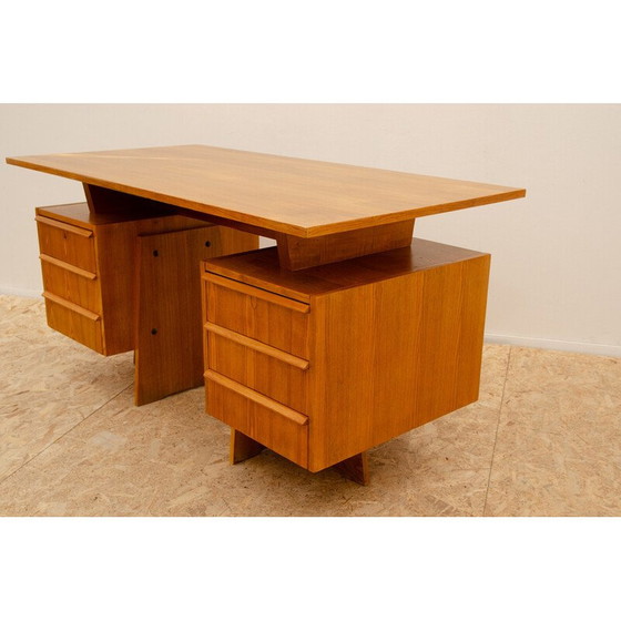 Image 1 of Bureau vintage en hêtre et contreplaqué, Tchécoslovaquie 1970