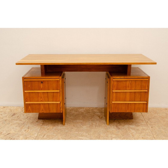 Image 1 of Bureau vintage en hêtre et contreplaqué, Tchécoslovaquie 1970