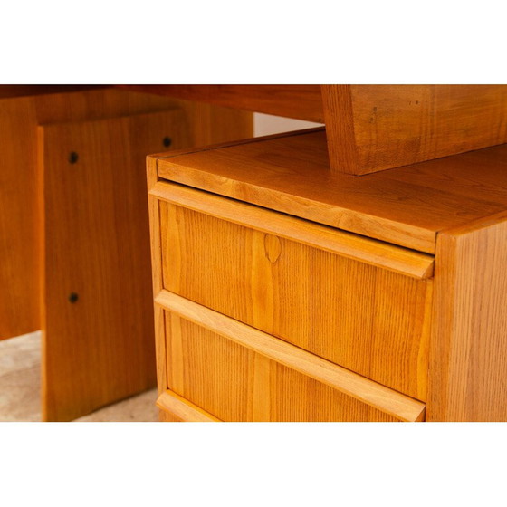 Image 1 of Bureau vintage en hêtre et contreplaqué, Tchécoslovaquie 1970