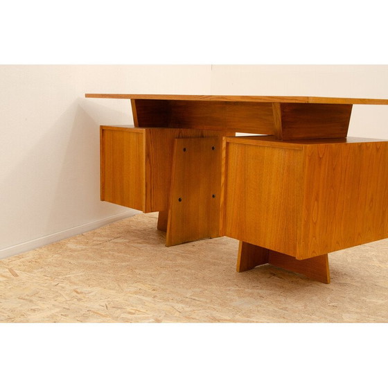 Image 1 of Bureau vintage en hêtre et contreplaqué, Tchécoslovaquie 1970