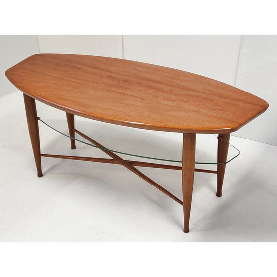 Image 1 of Table basse scandinave vintage en teck et verre, 1960