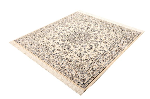 Elégant tapis persan noué à la main Naïn 9 Lah- Size. 146 X 145 Cm -No.466245-01