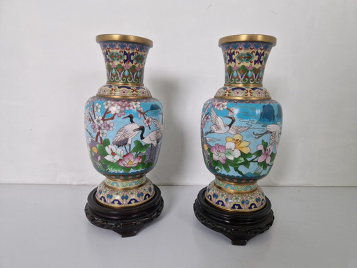 Paire de vases closoinnés chinois