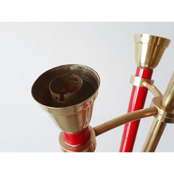 Image 1 of Lustre vintage en laiton et métal, France 1950