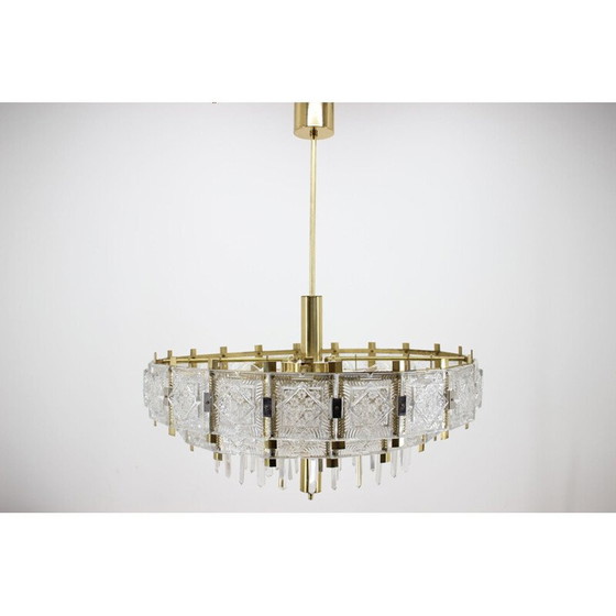 Image 1 of Paire de lustres vintage en verre et laiton par KamenickMd'enov, Tchécoslovaquie 1960